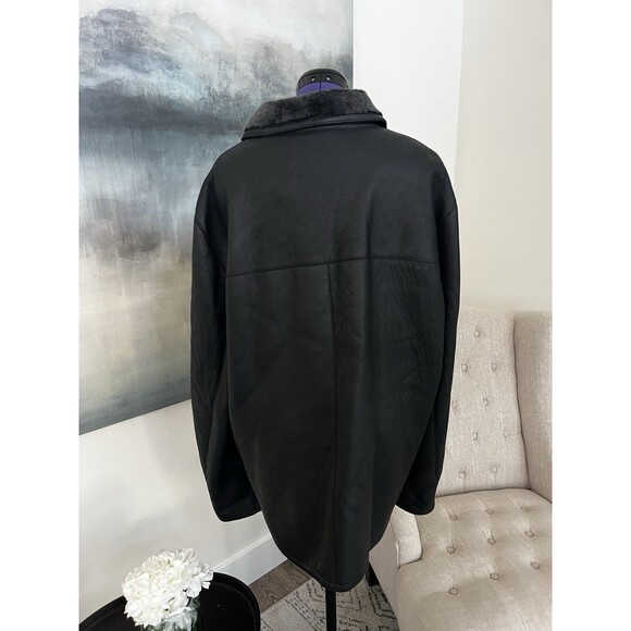 Men's Leather Winter Jacket 2XL Tall Black Jacques Duomor Faux Fur Lined - Picture 12 of 16